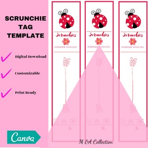 Ladybug Scrunchie Tag, digital download, Printable scrunchie tag