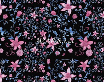 デジタル水彩シームレスパターン、花シームレスパターン、布用シームレスパターン