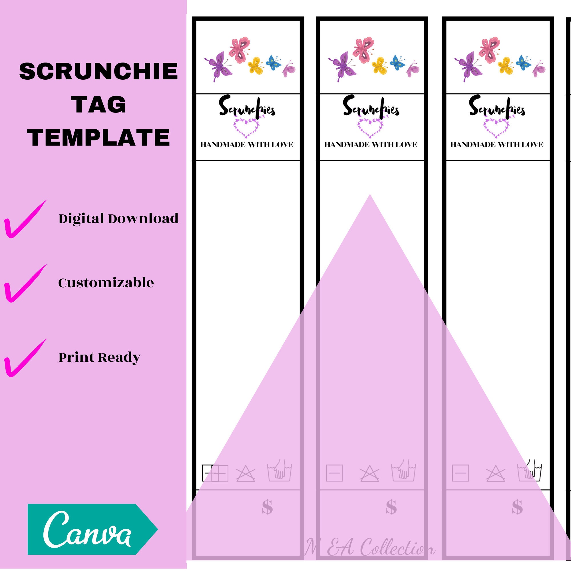 Butterfly Scrunchies Tag Template| Scrunchies Tag| Tag for Scrunchies
