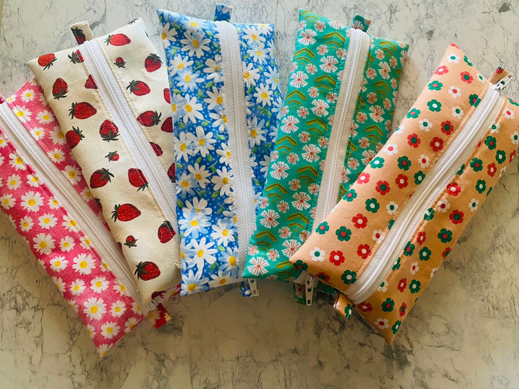 Pencil Case Floral Pencil Case Strawberry Pencil Case Flat Etsy