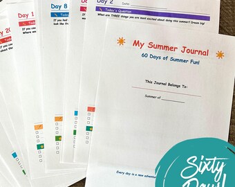 Kids Summer Journal | 60 Day Writing Prompts, Chores & Goals (PDF Download)