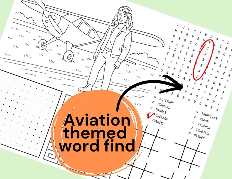 Kids Aviation Activity Pages | Coloring, Word Search, Maze | Women in ...