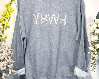 Unique and Cozy Floral YAHWEH Sweatshirt, Christian Sweatshirt, Christian Gifts, Jesus Sweatshirt, Christian Sweatshirt, Faith Based Apparel