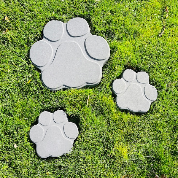 AUTUMN Dog Cat Paw Print Concrete Cement Stepping Stone Non-Slip Mold