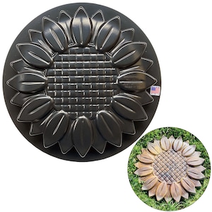 AUTUMN Flower Durable Stepping Stone, DIY Concrete Cement Mold for Garden Walkway - Flower Statue, Decor for Garden Mold - Made in USA