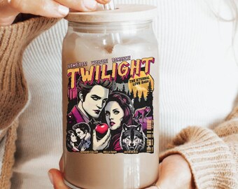 Retro Vampire Iced Coffee Glass, Booktok Glass, Iced Coffee Glass, Bookworm Gifts, Vampire Coffee Glass, Forks WA Cup, Bookish Glass