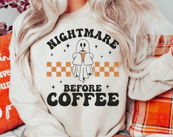 Nightmare Before Coffee Sweatshirt, Cute Ghost Drinking Coffee Shirt, Ghost Iced Coffee Shirt, Halloween Shirt, Ghost Sweatshirt, Boo Shirt