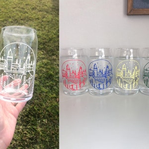 Color Changing Wizard Castle Glass, Sorting Castle Cup. Magical Beer Can Glass, Libbey Can Glass, Iced Coffee Glass, Aesthetic Glass