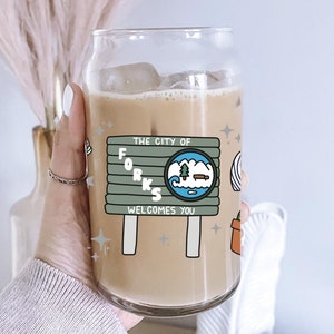 Forks WA Iced Coffee Glass, Booktok Glass, Iced Coffee Glass, Bookworm Gifts, Vampire Coffee Glass, Bookworm Cup, Bookish Glass