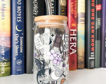 Fourth Wing Iced Coffee Glass, Fourth Wing Coffee Mug, Iced Coffee Glass, Bookworm Gifts, Dragon Rider Glass, Bookworm Cup, Bookish Glass