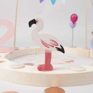 Flamingo-Stecker für Geburtstagskranz, handgefertigt mit 17mm Steckfuß, 7,5cm hoch, rosa und pinke Steckfigur ideal für Sommergeburtstage,