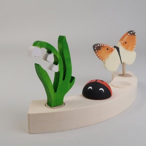 Maiglöckchen Steckfigur aus Holz für Geburtstagskranz | Tischdeko Geburtstag im Frühling | Stecker für Jahreszeitentisch Frühling und Sommer