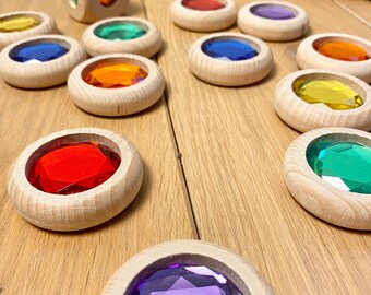 Sparkling stones colors memory | Glitter stones laying game Mandala Memory Montessori | Color theory and learning colors for the little ones