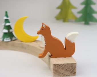 Estaca de zorro de madera pintada a mano para corona de cumpleaños | Compatible con el anillo de temporada de Grimm | Base de 17 mm | Decoración de Adviento de invierno | 5 cm de alto