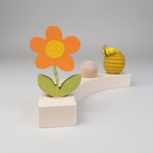 Sommerblume Steckfigur für Geburtstagskranz | Holzstecker Blume für Jahresring und Geburtstagsring | nachhaltige Tischdeko Kindergeburtstag
