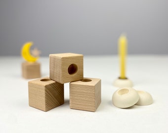 Kerzenhalter aus Holz | Holzsockel zur Erweiterung Geburtstagskranz | Kerzenständer für Geburtstagskerzen | Tischdeko Geburtstag | Standfuß