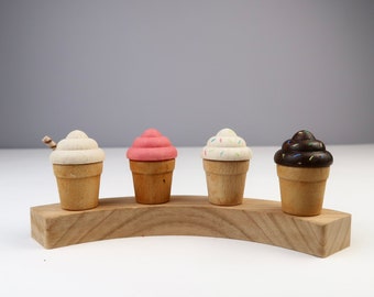 Steckfigur Eisbecher für Geburtstagsring und Geburtstagszug Holz | Motivstecker  Eiscreme Sommer | Geburtstagsstecker Tischdeko Geburtstag