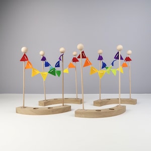 Colorful rainbow bunting for your birthday wreath | Sustainable felt decorations in 6 vibrant color combinations | Birthday wreath decoration