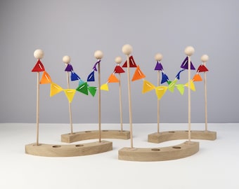 Bunte Regenbogen Wimpelketten für dein Geburtstagsring | Nachhaltige Deko aus Filz in 6 lebendigen Farbkombinationen | Geburtstagskranz Deko