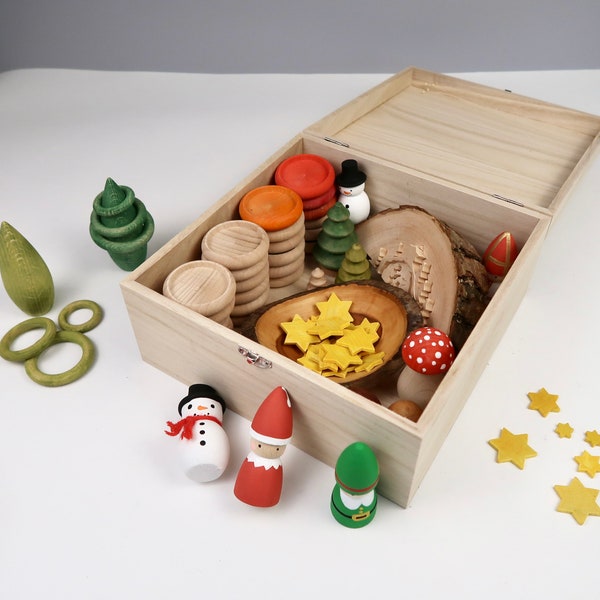 Aufbewahrungsbox für Zubehör Adventsspirale Weihnachten Waldorf Montessori | Beutel für Adventskalender Weg Krippe | Adventskalender Natur
