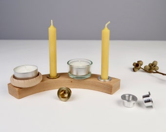 Portavelas para velas de cumpleaños | Portavelas de vidrio y madera | Accesorios para collares y anillos de cumpleaños | Adornos para la cabeza de la vela de cumpleaños