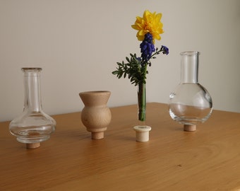 Vase für den Geburtstagsring Geburtstagskette | Steckvase | Blumenvase Geburtstagsstecker zur Deko | Minivase aus Glas oder Holz