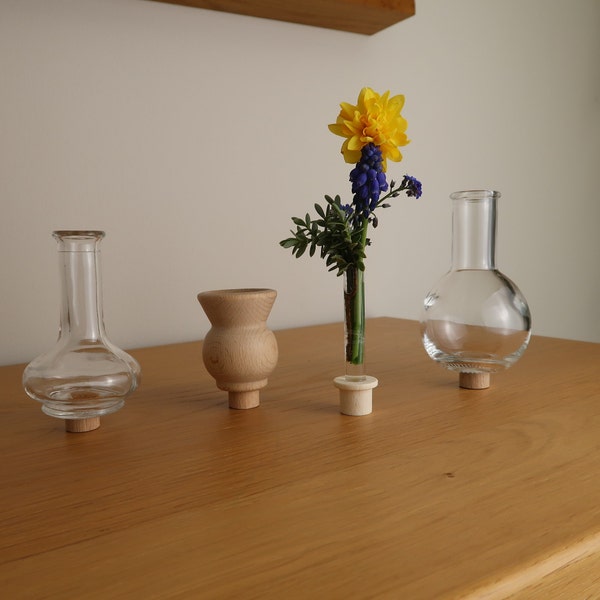 Vase für den Geburtstagsring Geburtstagskette | Steckvase | Blumenvase Geburtstagsstecker zur Deko | Minivase aus Glas oder Holz