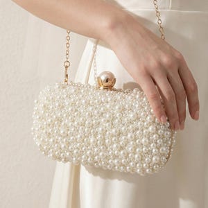 Parel clutch, parel avondtasje, bruids clutch met parels, parel clutch met kralen, ivoren parel portemonnee, bruiloft clutch, gepersonaliseerde tas