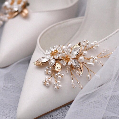 Bridal Shoe Clips Pearl Crystal Rhinestone Shoe Clips Wedding Etsy