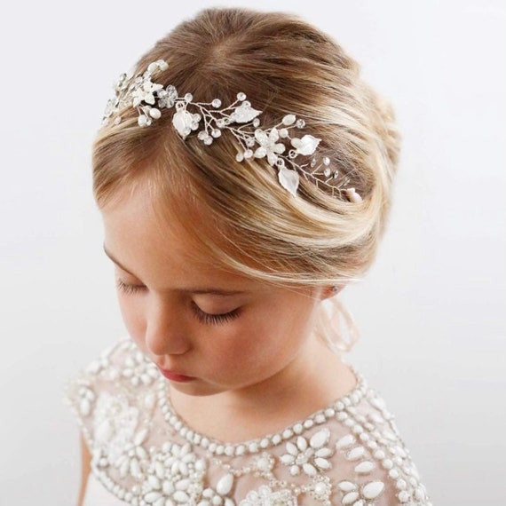 Flower Girl Headpiece Silver Princess Wedding Headband baby Girls