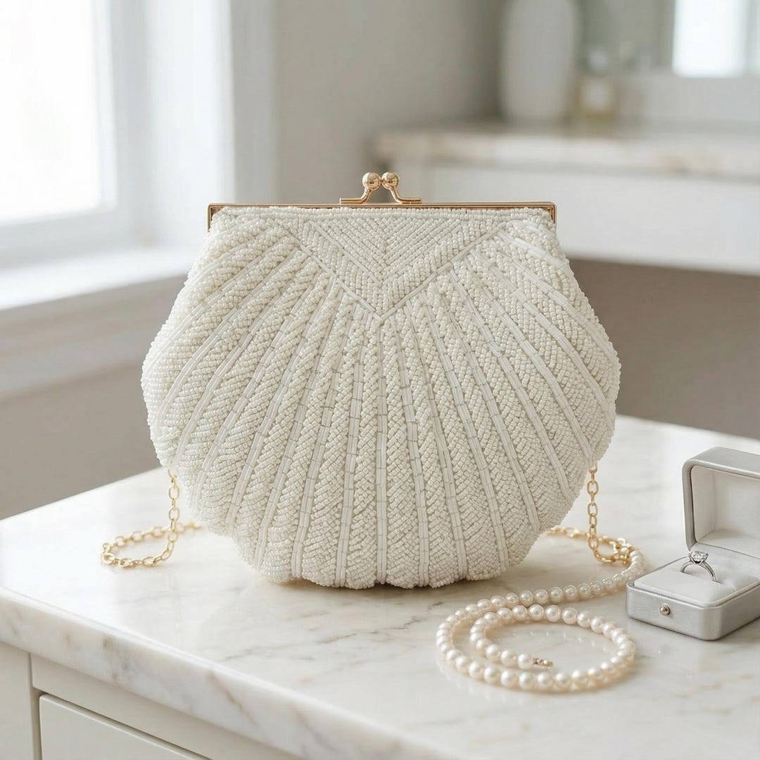 Engraved Bridal Clutch Bag, Shell Shaped Wedding Bag - Etsy