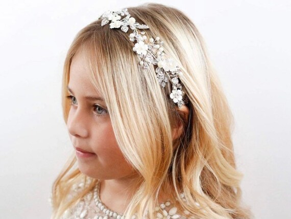 Flower Girl Headpiece Princess Wedding Headband Flower Pearl Hair