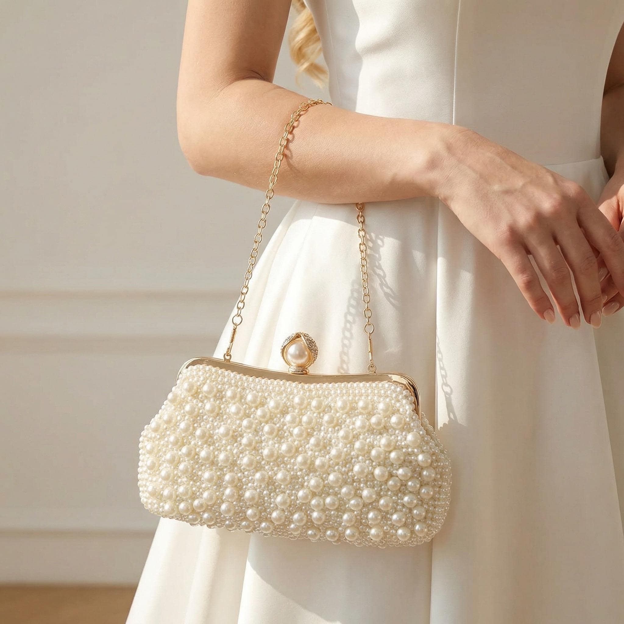 Pearl Clutch Bag, Pearl Evening Bag, Bridal Clutch With Pearls