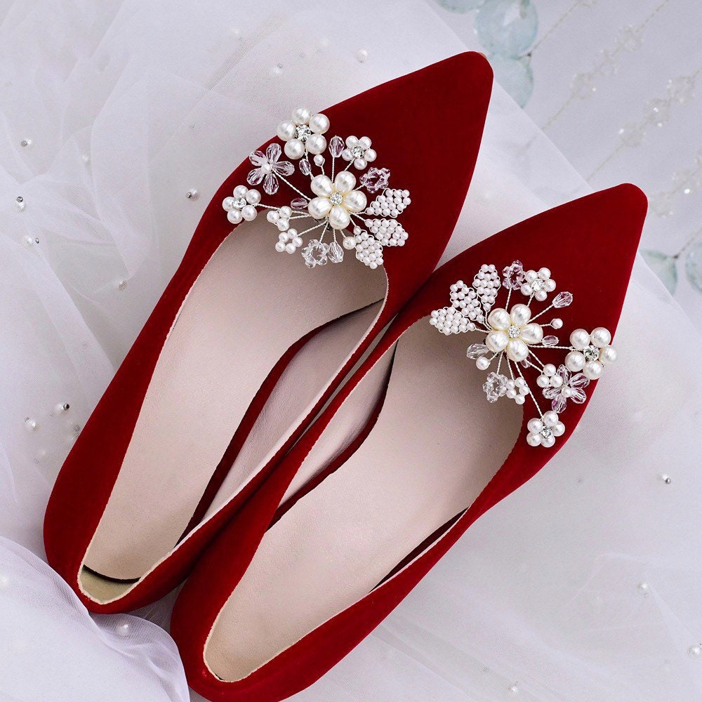 Pearl Wedding Bridal Bridesmaid Shoes Clips Shoe Accessories - Etsy