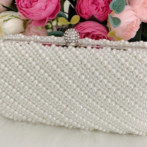 Pearl Clutch Bag, Pearl Evening Bag, Bridal Clutch with Pearls, Beaded Pearl Clutch, Ivory Pearl Purse, Wedding Clutch, Personalized Bag