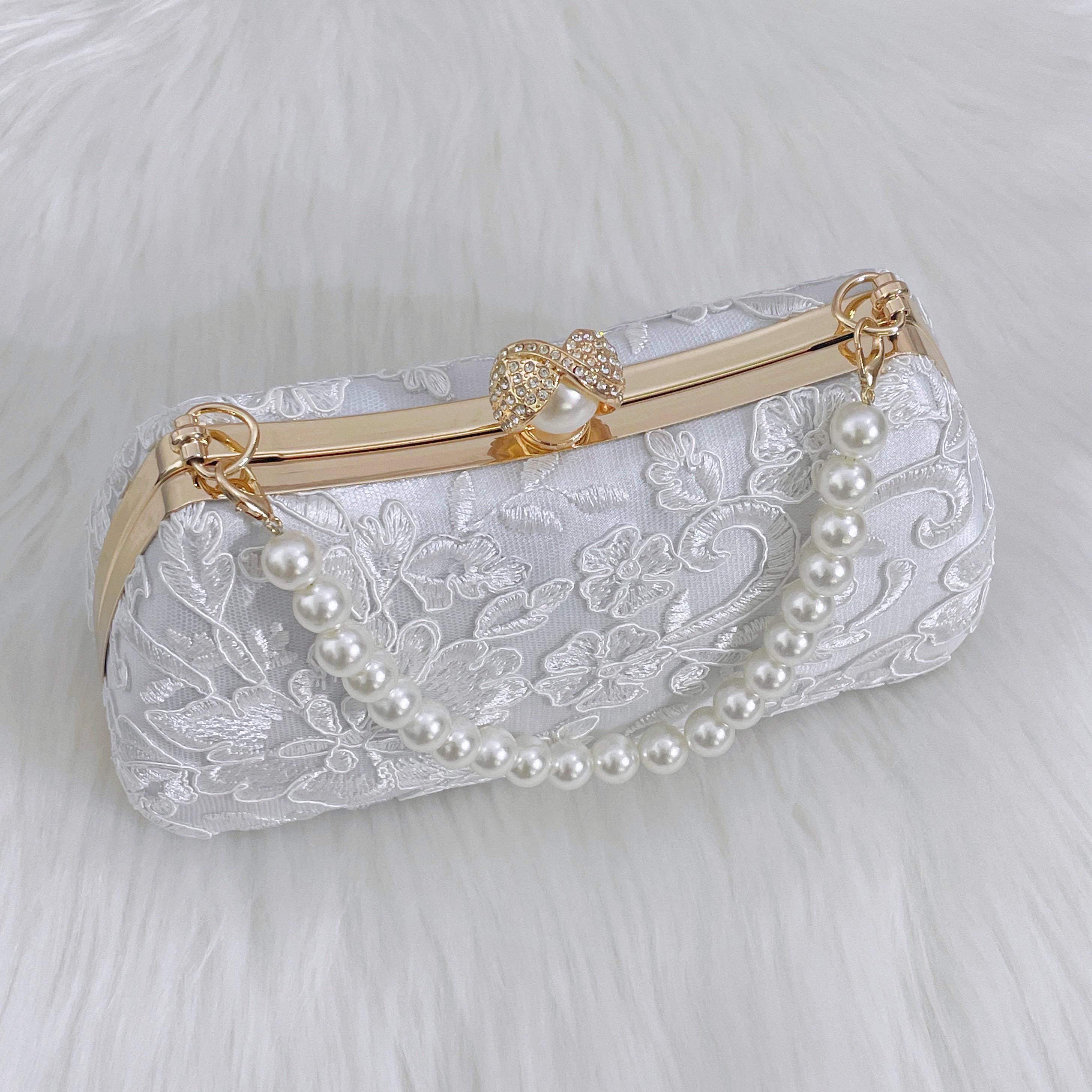 Personalized Embroidered Floral Clutch, Bridal Lace Handbag, White ...