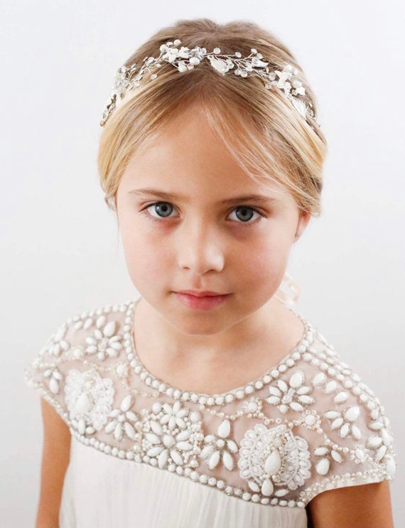 Flower Girl Headpiece Princess Wedding Headband Flower Pearl Hair