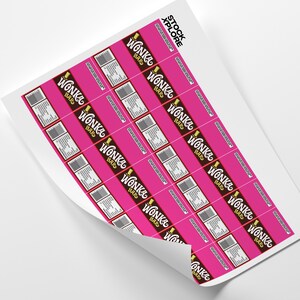 Wonka Chocolate Bar Label Digital PDF for Hershey's Mini Bar DIY Wrapper, Party Favor, Halloween, Birthday, Wedding image 2