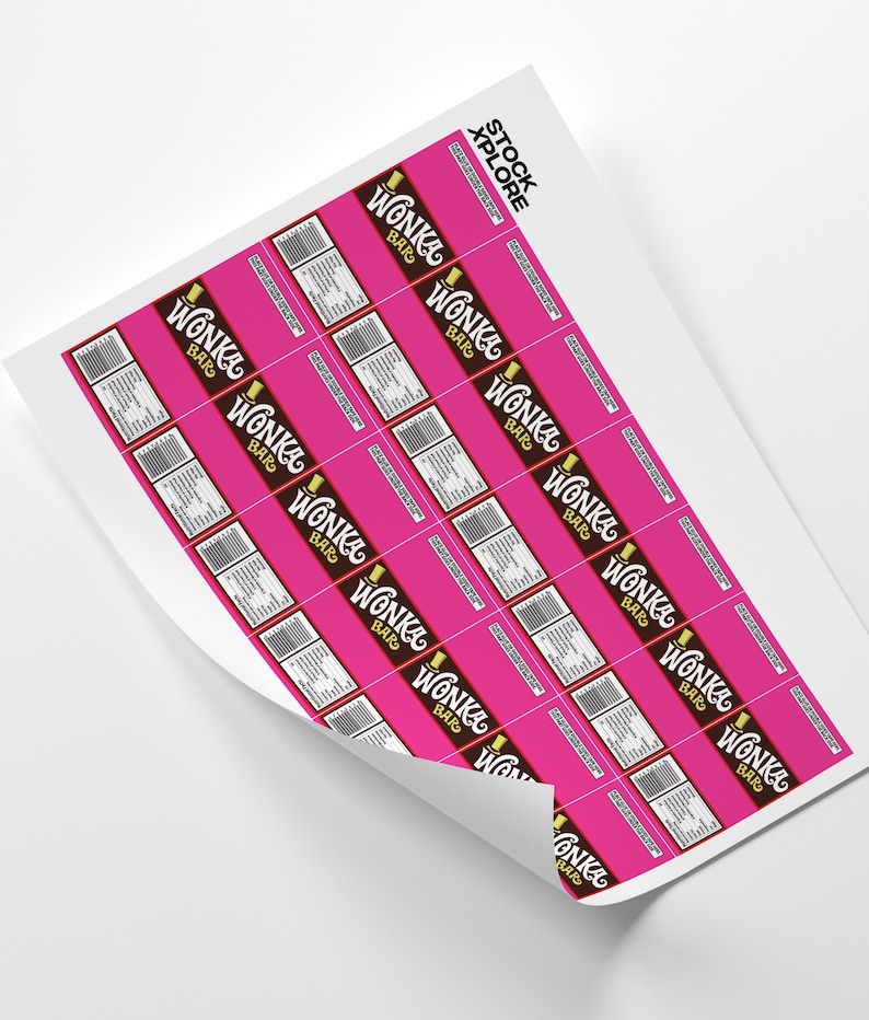 Wonka Chocolate Bar Label Digital PDF for Hershey's Mini Bar DIY Wrapper, Party Favor, Halloween, Birthday, Wedding image 2
