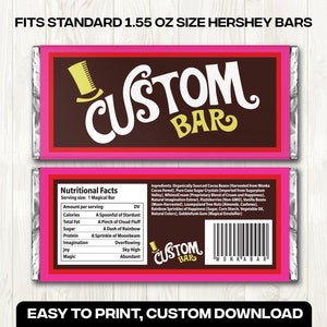 Custom Chocolate Bar Label - Digital PDF for Hershey's 1.55oz - DIY Wrapper, Party Favor, Halloween, Birthday, Wedding