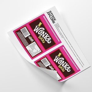 Wonka Chocolate Bar Label Digital PDF for Hershey's 1.55oz DIY Wrapper, Party Favor, Halloween, Birthday, Wedding image 3