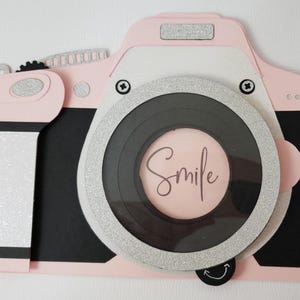 All Occasion Luxury Handmade Pink Sparkle Camera Card, Motion Shutter Card, Customizable Message