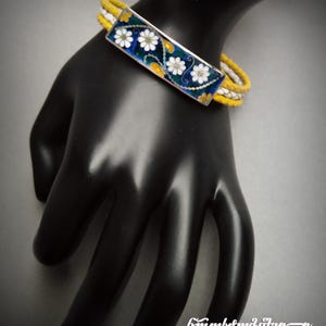 Bracelet floral - Émail cloisonné