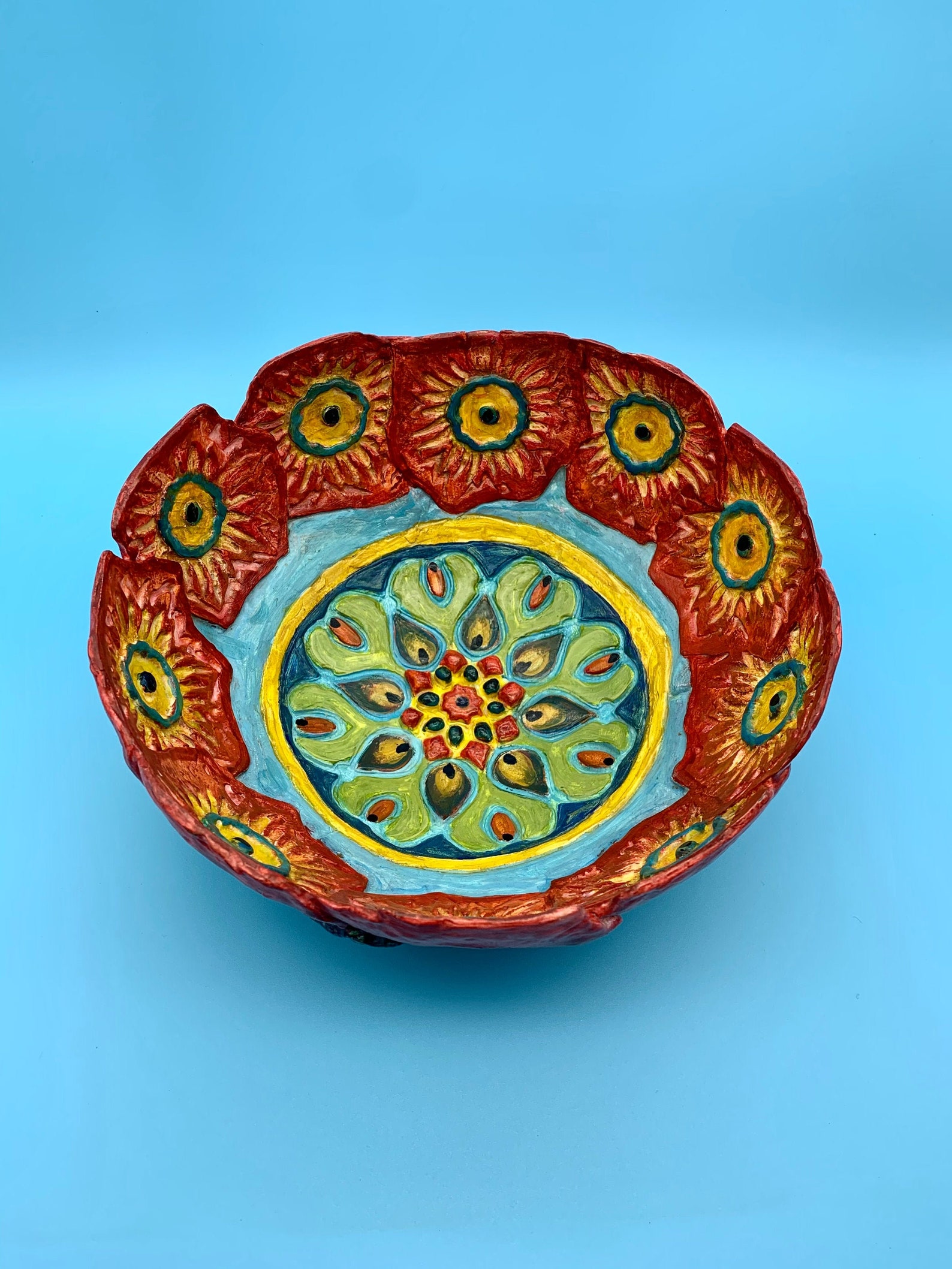 Decorative Bowl 'Meadow' Handmade Clay Art Bowl from Etsy