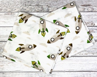 Soft Muslin Squares 35cm x 38cm | 100% Organic Cotton Unisex Muslin Cloth | Rockets Design