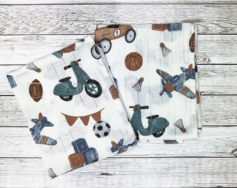 Quadrati di mussola dal design vintage / Tessuto di mussola di cotone biologico al 100% / Mussola super morbida