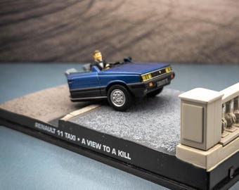 Vintage James Bond Diecast Car Diorama | 007 Film Collectibles | Gift for Collectors