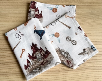 Wizarding School Muslin Squares | 100% Organic Cotton Unisex Muslin Cloth | Super Soft Muslin