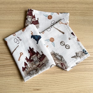 Wizarding School Muslin Squares 50x50cm | 100% Organic Cotton Unisex Muslin Cloth | Super Soft Muslin