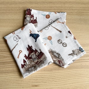 Wizarding School Muslin Squares | 100% Organic Cotton Unisex Muslin Cloth | Super Soft Muslin